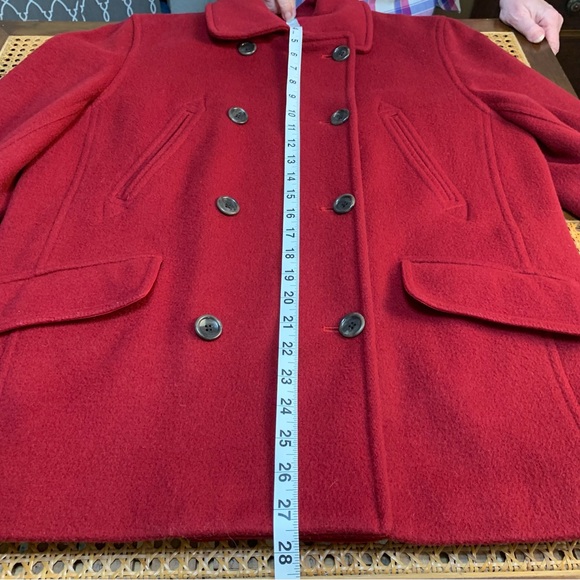 J Crew wool and cashmere jewel red coat jacket, double breasted 8 button front - Picture 6 of 13